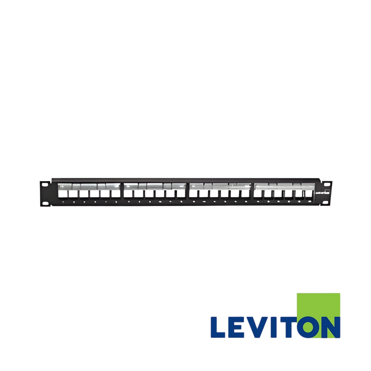 Image of LEVITON Quickport 24 Port 1U Unloaded Patch Panel | Black (BR-49255-L24)