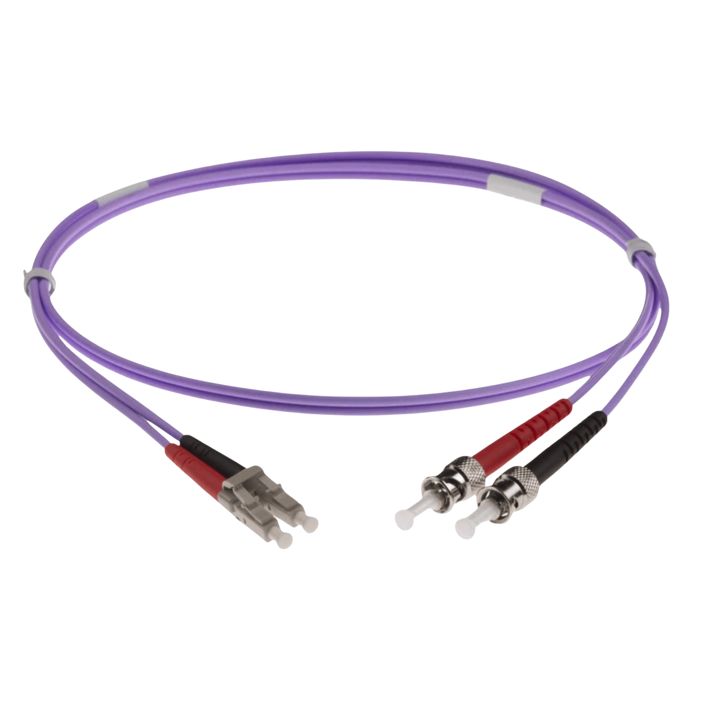 Image of OM4 DUPLEX FIBRE OPTIC PATCH CORD | Heather/Violet (LC-ST OM4 DUPLEX FIBRE OPTIC PATCH CORD HEATHER VIOLET)