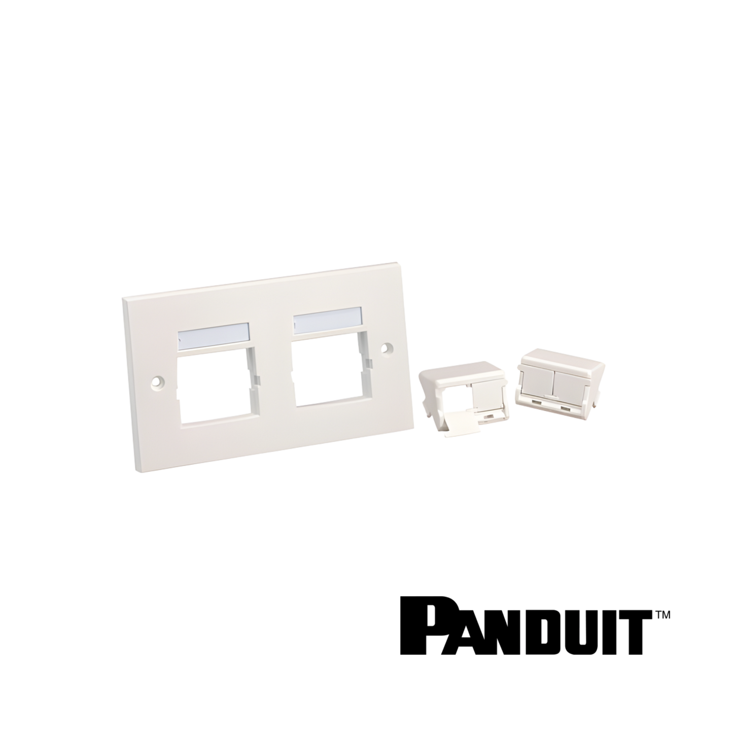 Image of PANDUIT Mini-Com® Faceplate Frame 86 x 146mm | Shuttered Module Inserts | White (PT-CFPUKS4SAW-2GY)