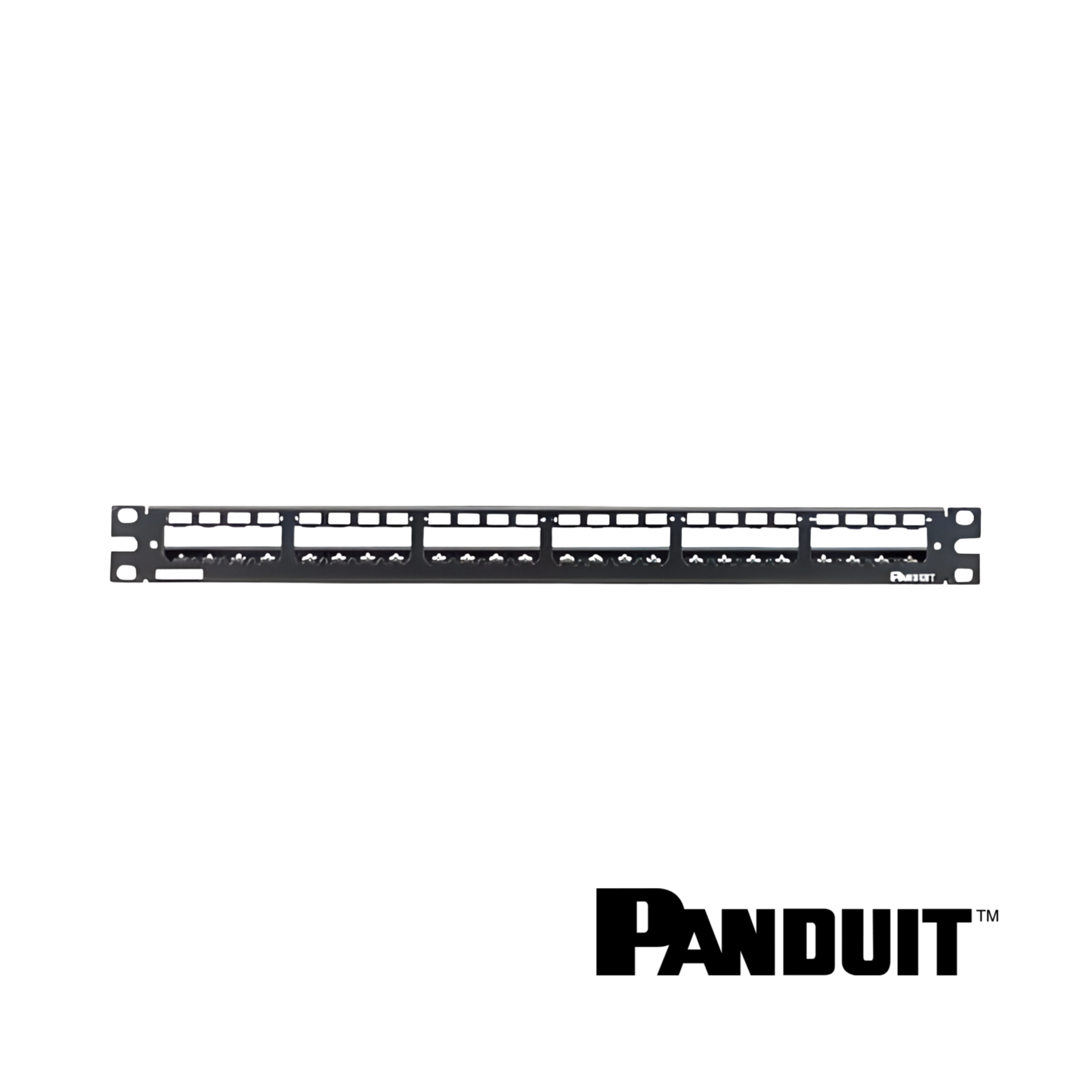 Image of PANDUIT Mini-Com® Modular 24-Port Patch Panel | Strain Relief Bar | Unloaded | 1RU (PT-CP24WSBLY)