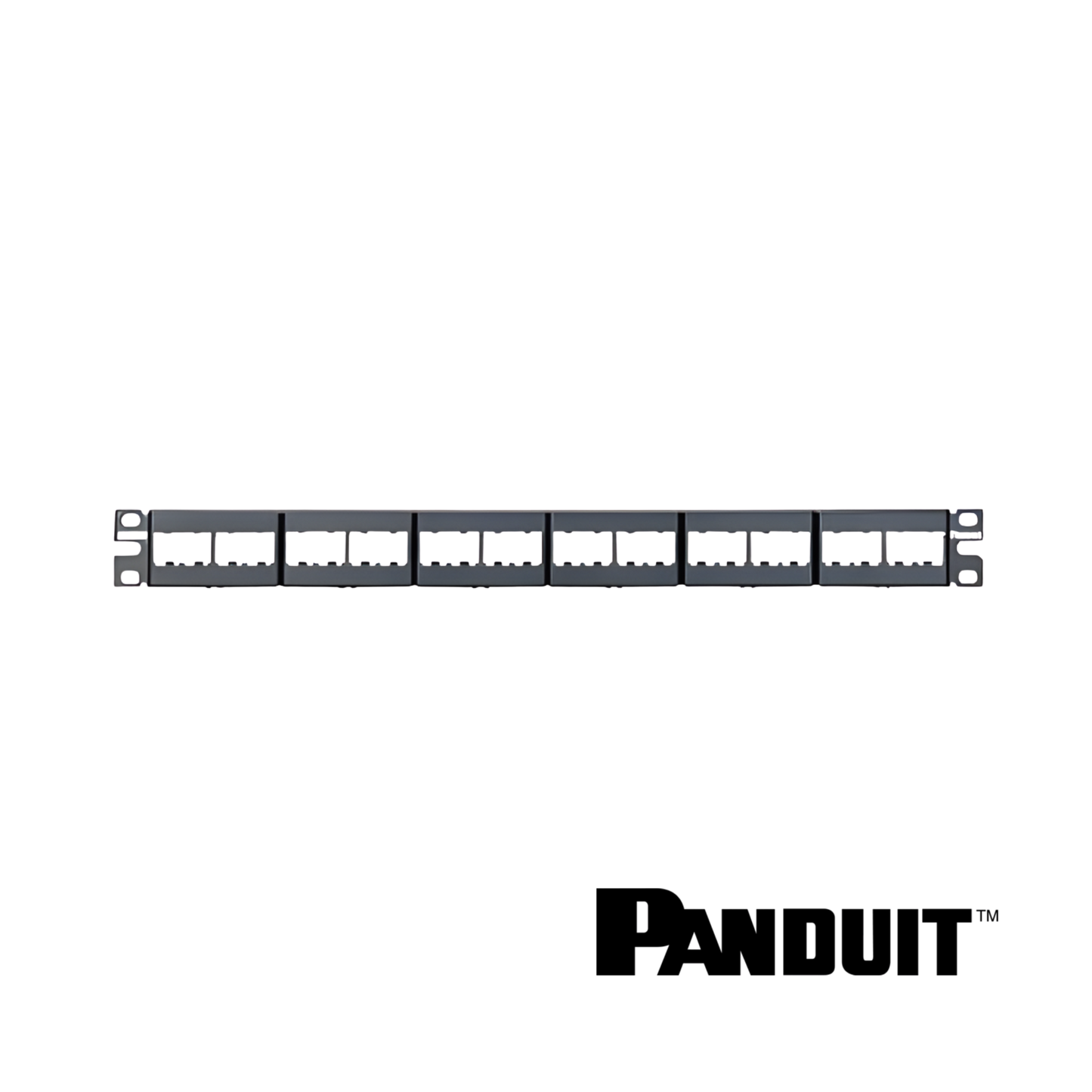 Image of PANDUIT Mini-Com® Modular 24-Port Patch Panel | With Faceplate | Unloaded | 1RU (PT-CPP24WBLY)