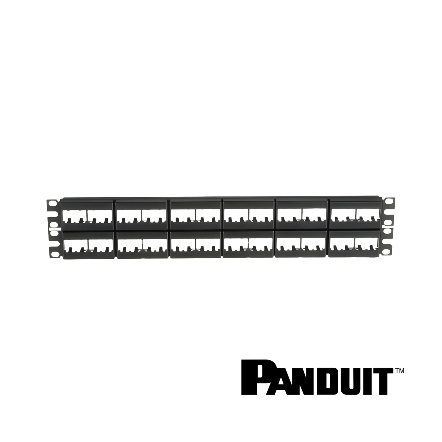 Image of PANDUIT Mini-Com® Modular 48-Port Patch Panel | Unloaded | 2RU + Label (PT-CPP48WBLY)