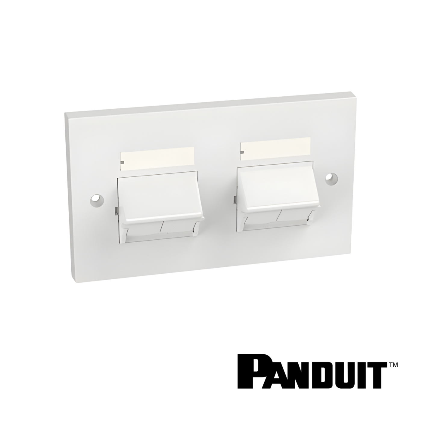 Image of PANDUIT NetKey 4-Port Sloped Faceplate 86mm x 146mm | White (PT-NKUKS4SAW-2G)