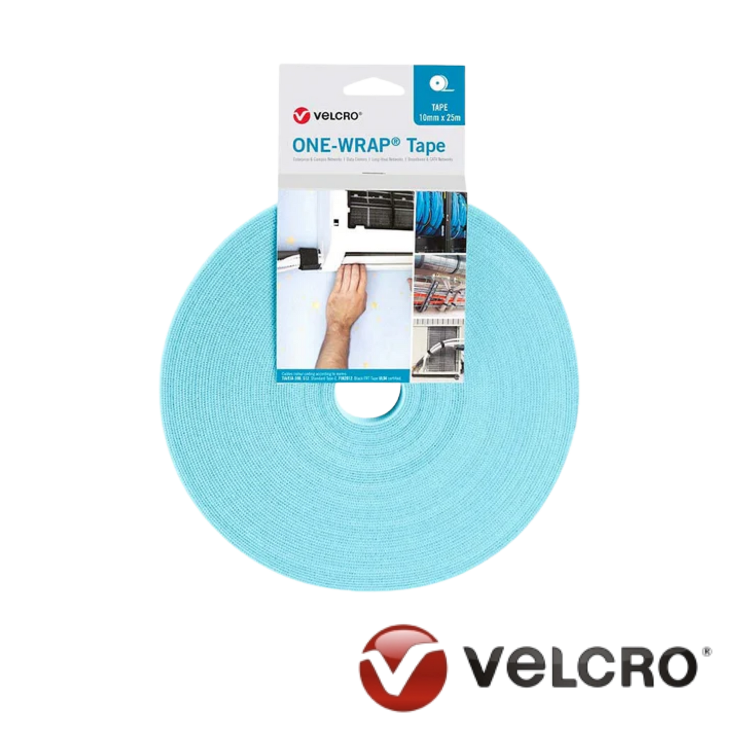 Image of Velcro Tape 10mm One Wrap 25m Roll Aqua (VOWT1025AQ)