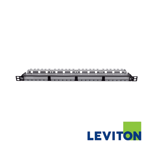 Image of LEVITON Cat6A 10gplus 24port 0.5RU Unloaded Panel | Shielded (BR-AC6PNLC240K2H)