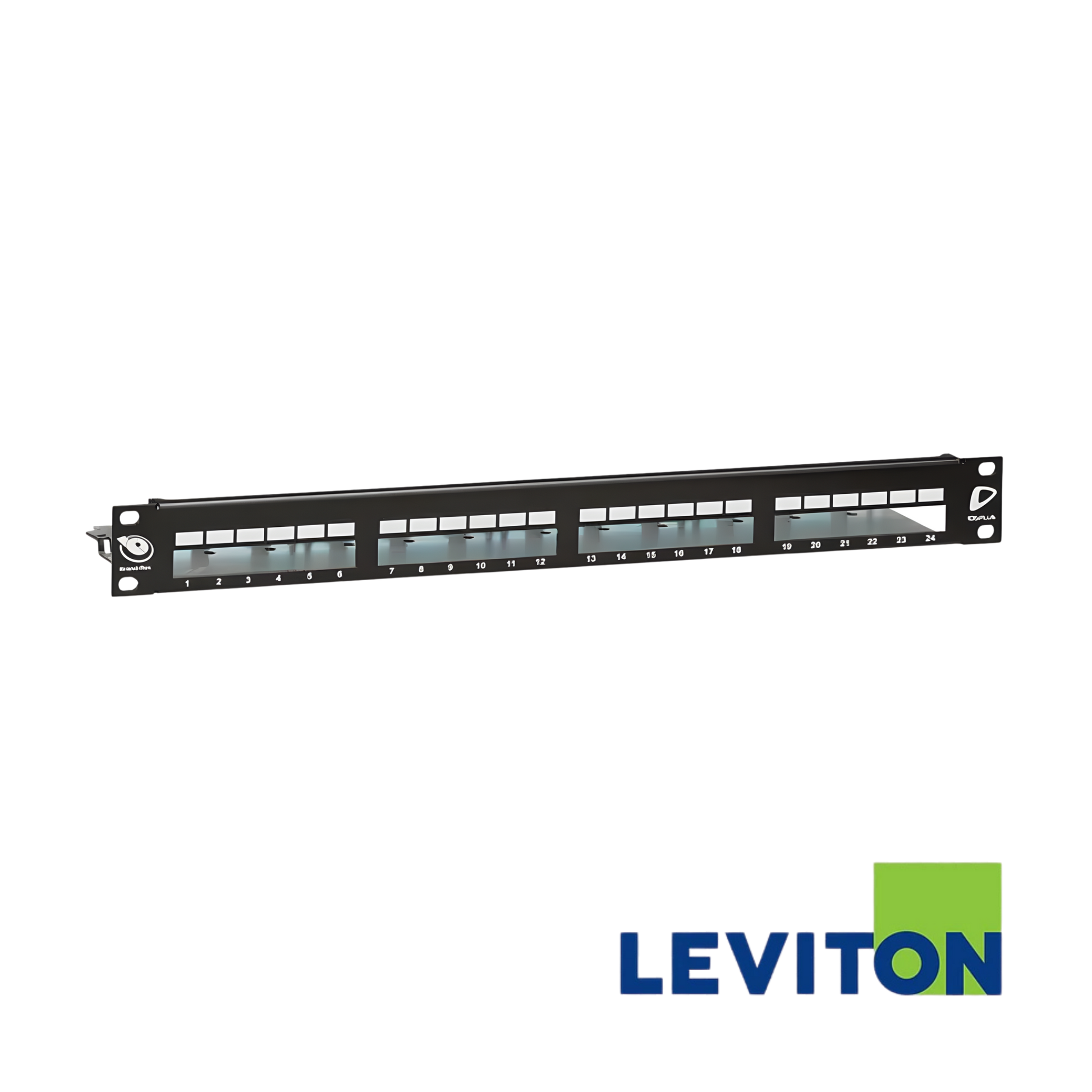 Image of LEVITON Cat6A 10gplus 24port 1RU Unloaded Panel | Shielded (BR-AC6PNLC240K2M)