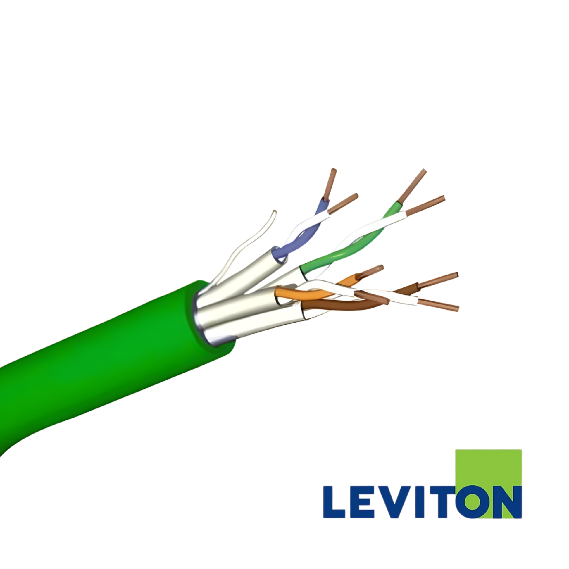 Image of LEVITON Cat6A 23 AWG 4 Pair S-FTP Cable | Green | 500m | Cca (BR-AC6S-FTP-CCA-500GN)