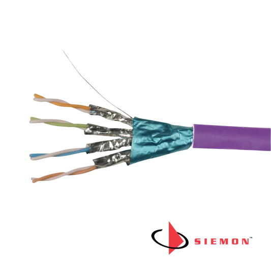 Image of Siemon Cat6a F/FTP Shielded 23awg Copper Cable Euroclass CCA 305m Violet (Cat6a FFTP Shielded 23awg Copper Cable Euroclass CCA Violet)