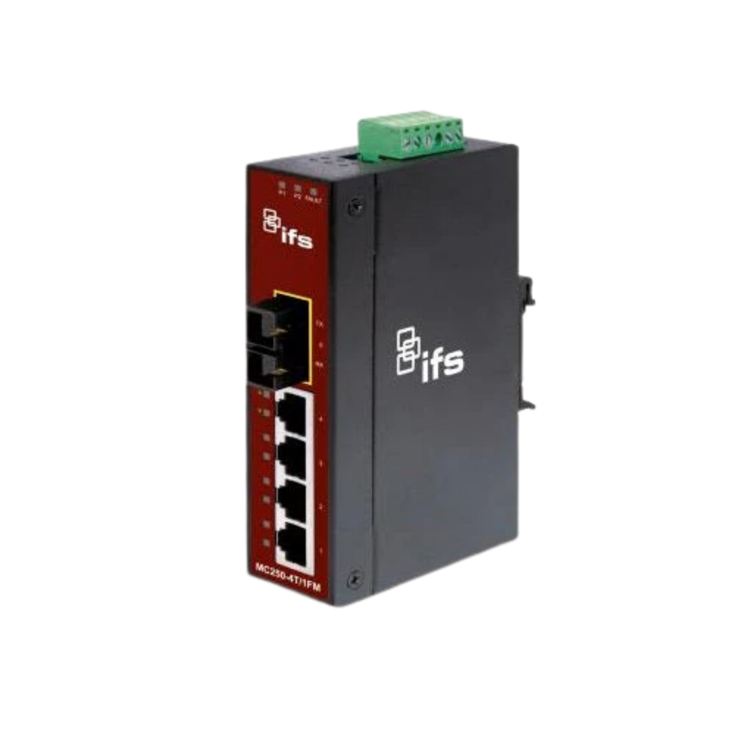 Image of 4 Port 10/100B-TX To 1 Port 100B-FX Singlemode Industrial Media Converter (MC250-4T-1FS)