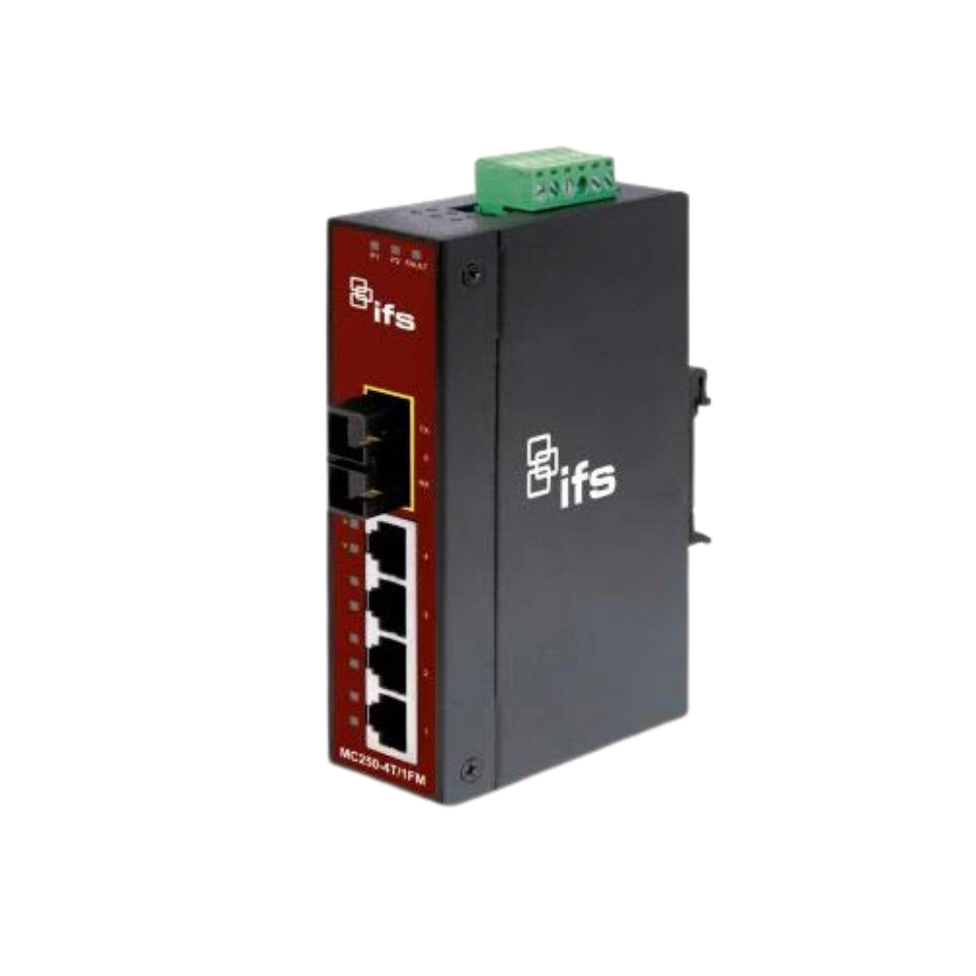 Image of 4 Port 10/100B-TX To 1 Port 100B-FX Singlemode Industrial Media Converter (MC250-4T-1FS)