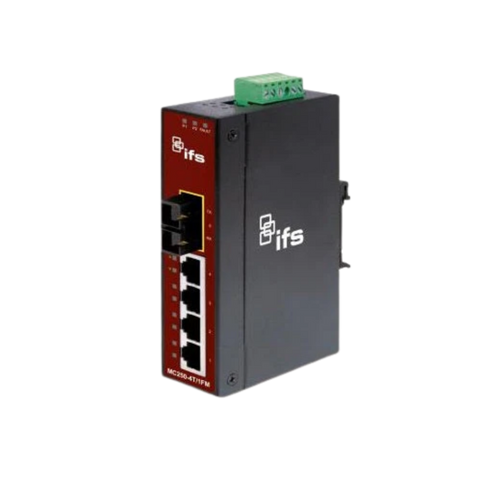 Image of 4 Port 10/100B-TX To 1 Port 100B-FX Singlemode Industrial Media Converter (MC250-4T-1FS)