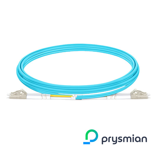 PRYSMIAN Fibre Patch Cord | 50/125 OM4 | LC to LC Duplex| Aqua (Length Selector)