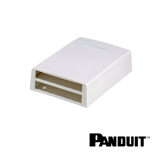 Image of PANDUIT Mini-Com® 12-Port Surface Mount Box | With Fibre Spool | White (PT-CBXF12AW-AY)