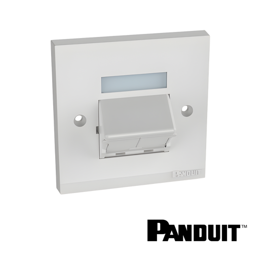 Image of PANDUIT Mini-Com® 2-Port Shuttered Faceplate Frame | White (PT-CFPUKS2SAWY)
