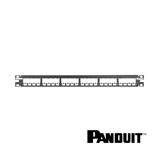 Image of PANDUIT Mini-Com® All Metal Modular 24-Port Patch Panel | 1RU (PT-CP24BLY)