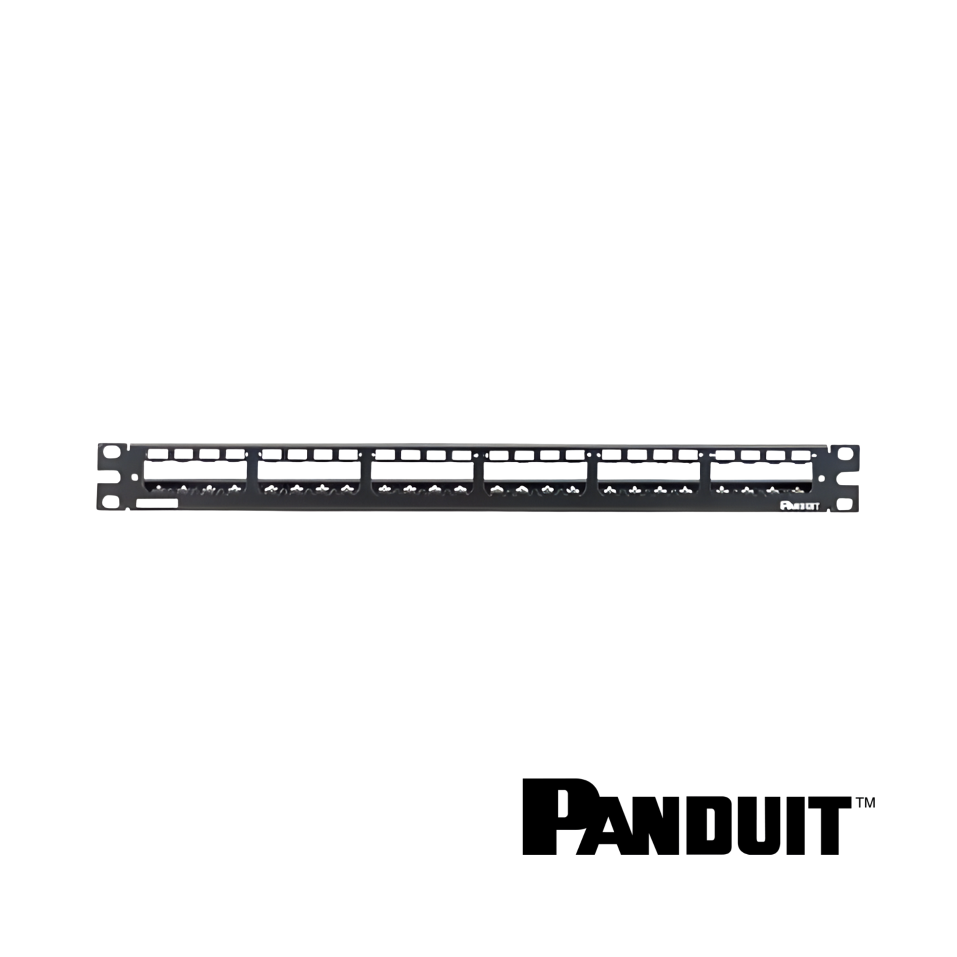 Image of PANDUIT Mini-Com® Modular 24-Port Patch Panel | Strain Relief Bar | Unloaded | 1RU (PT-CP24WSBLY)