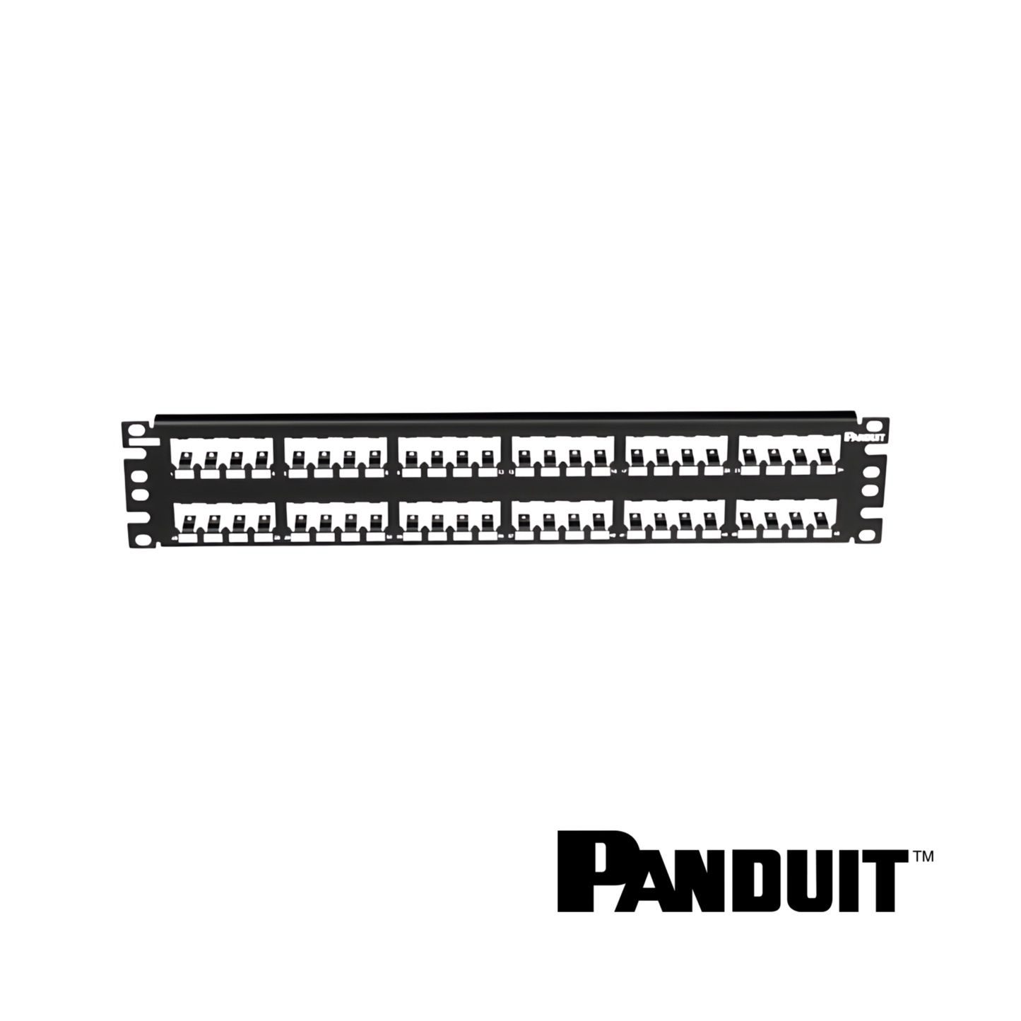 Image of PANDUIT Mini-Com® All Metal Modular 48-Port Patch Panel | 2RU (PT-CP48BLY)