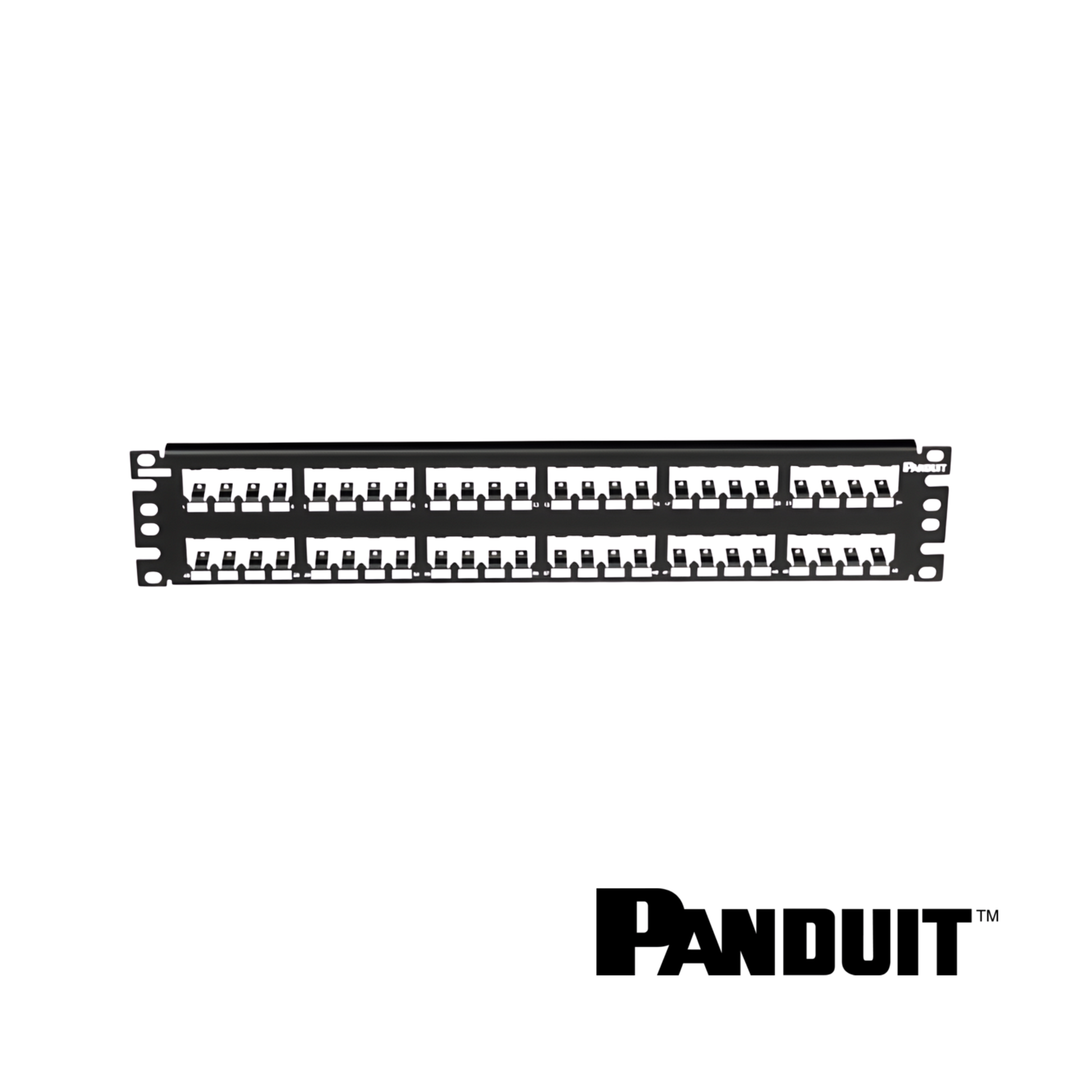 Image of PANDUIT Mini-Com® All Metal Modular 48-Port Patch Panel | 2RU (PT-CP48BLY)