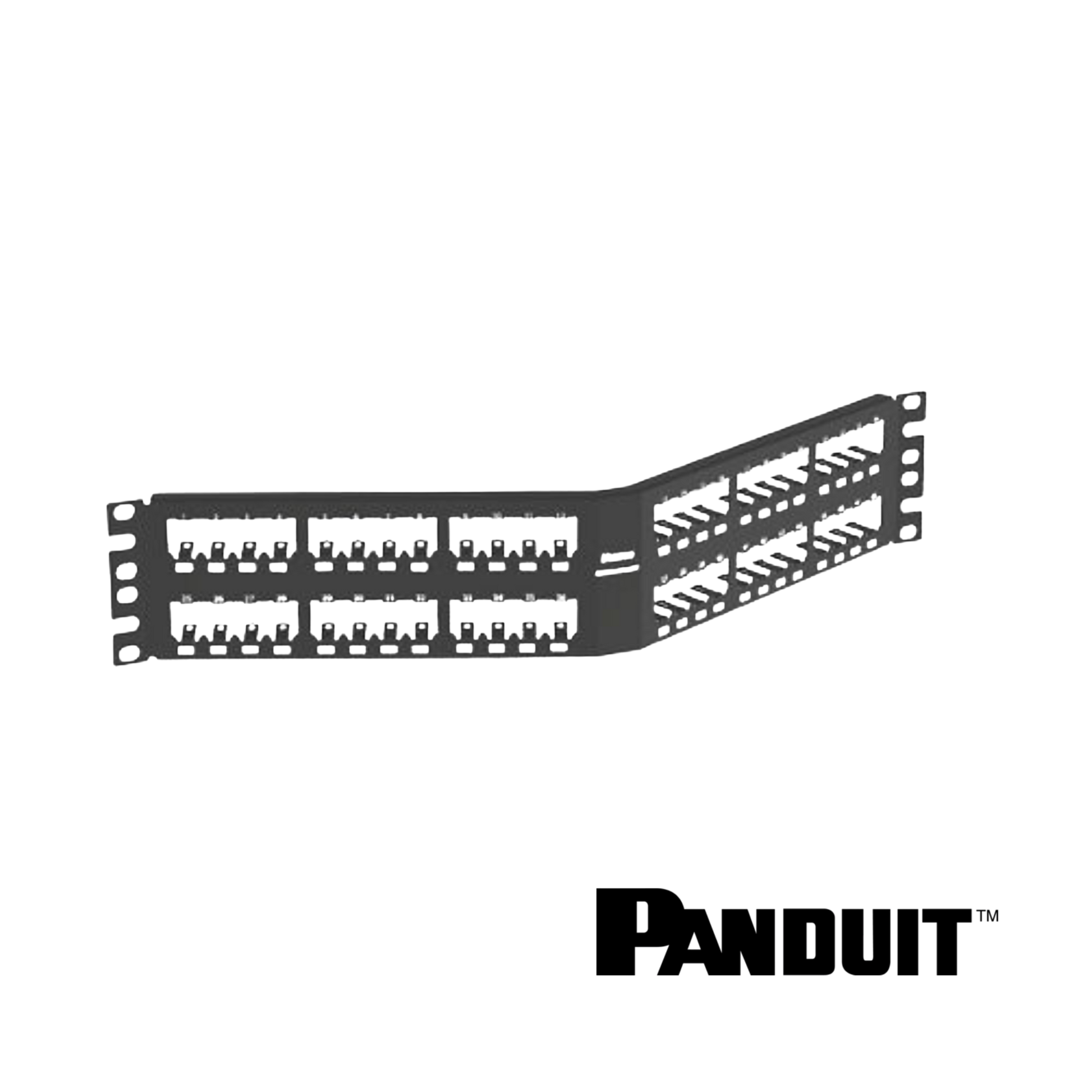 Image of PANDUIT Mini-Com® Modular 48-Port Patch Panel | Angled | Unloaded | 2RU (PT-CPA48BLY)