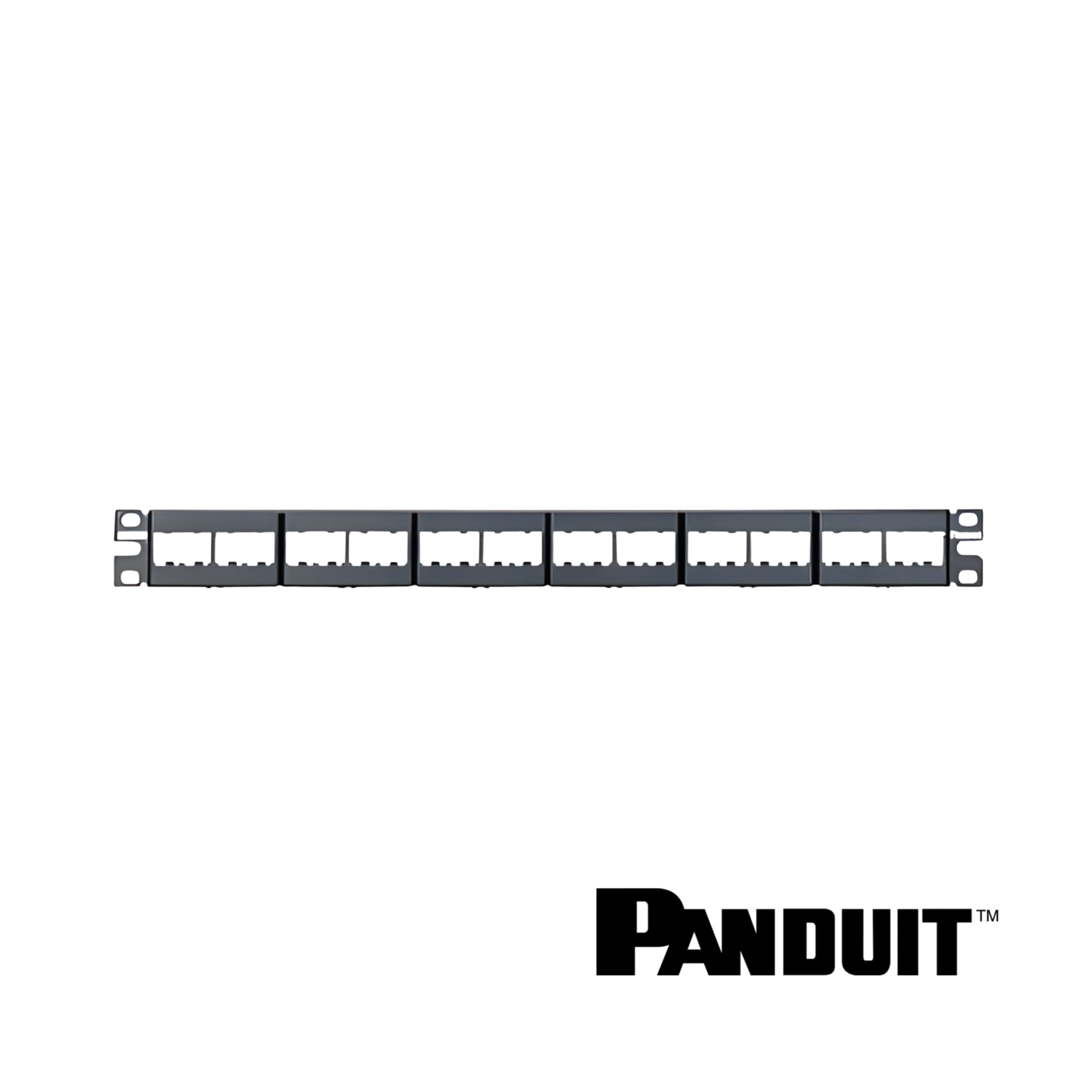 Image of PANDUIT Mini-Com® Modular 24-Port Patch Panel | With Faceplate | Unloaded | 1RU (PT-CPP24WBLY)