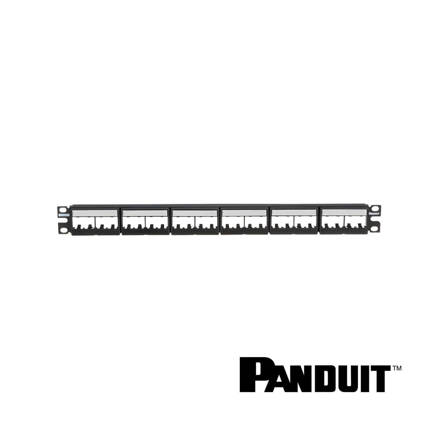 Image of PANDUIT Mini-Com® Modular 24-Port Patch Panel | Unloaded | 1RU + Label (PT-CPPL24WBLY)