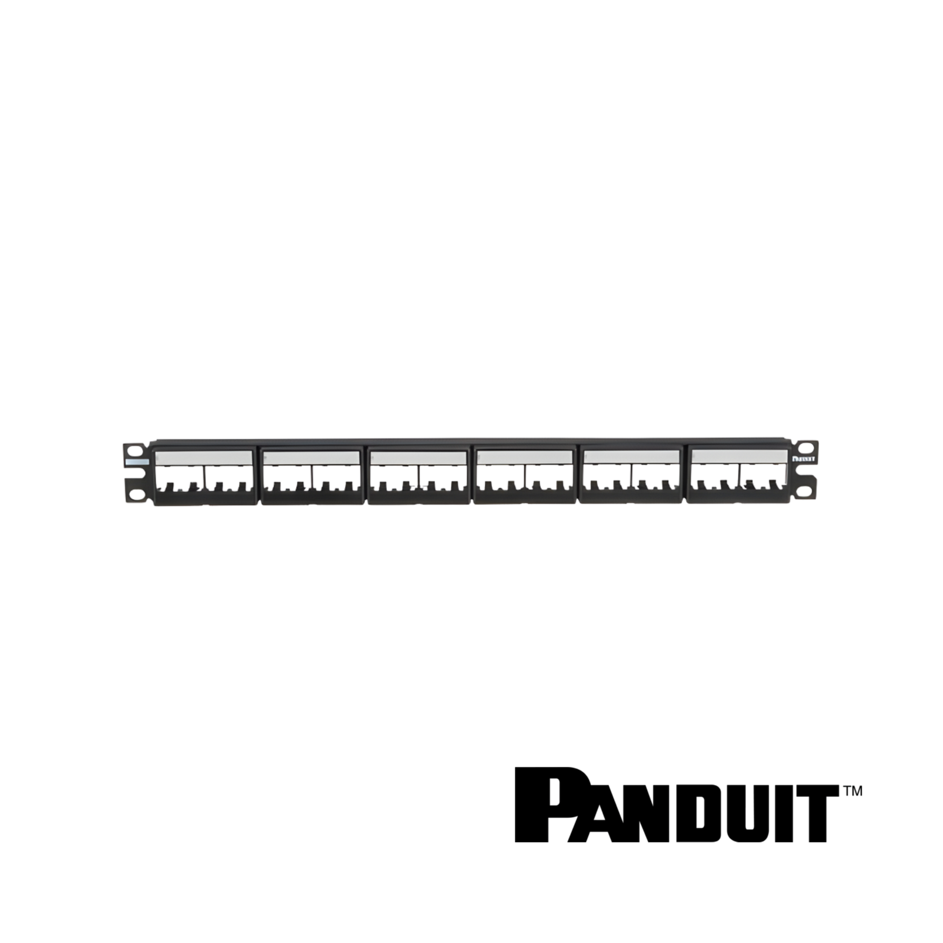 Image of PANDUIT Mini-Com® Modular 24-Port Patch Panel | Unloaded | 1RU + Label (PT-CPPL24WBLY)