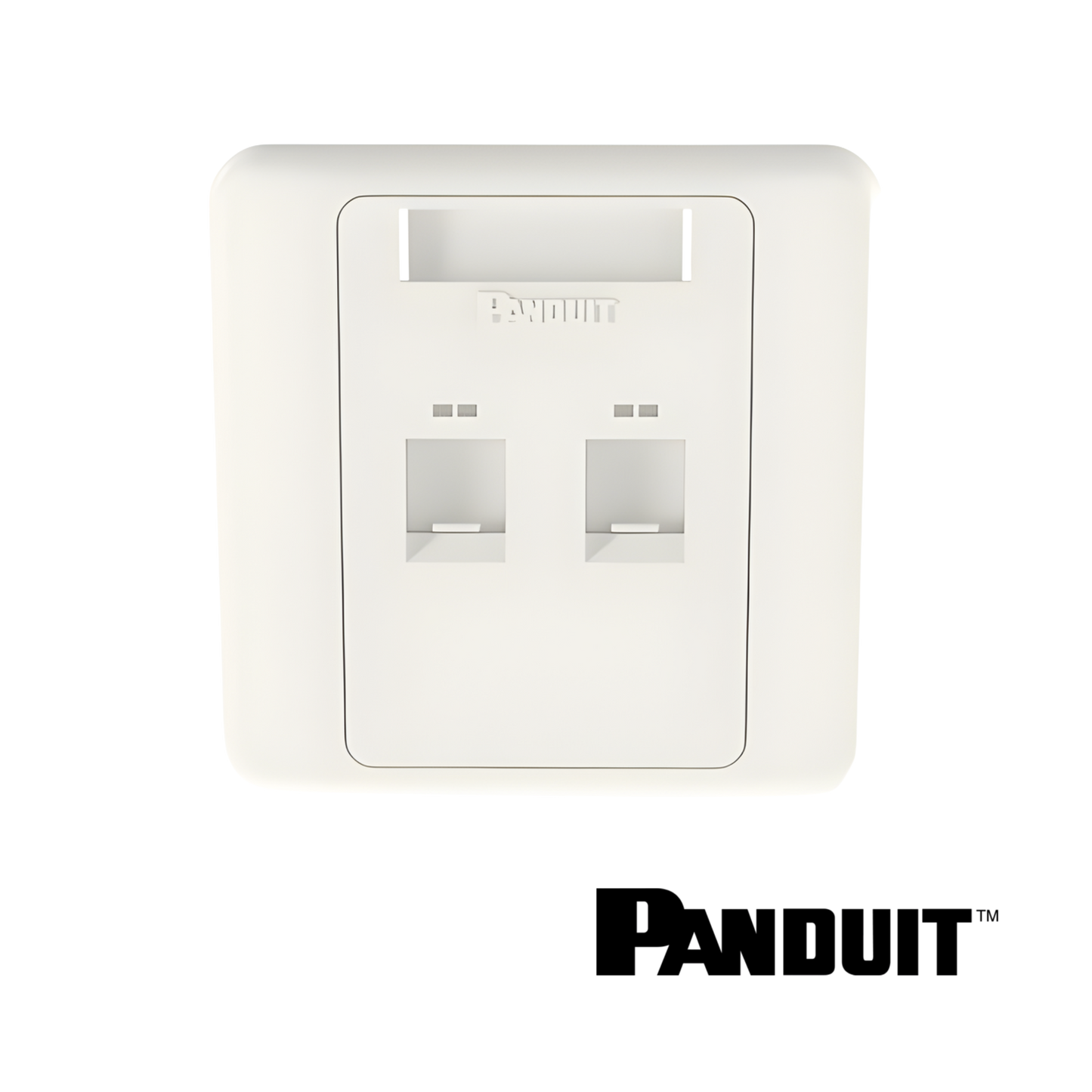 Image of PANDUIT NetKey 2-Port Shuttered Faceplate 86mm x 86mm | White (PT-NKFPLUKF2SAW)