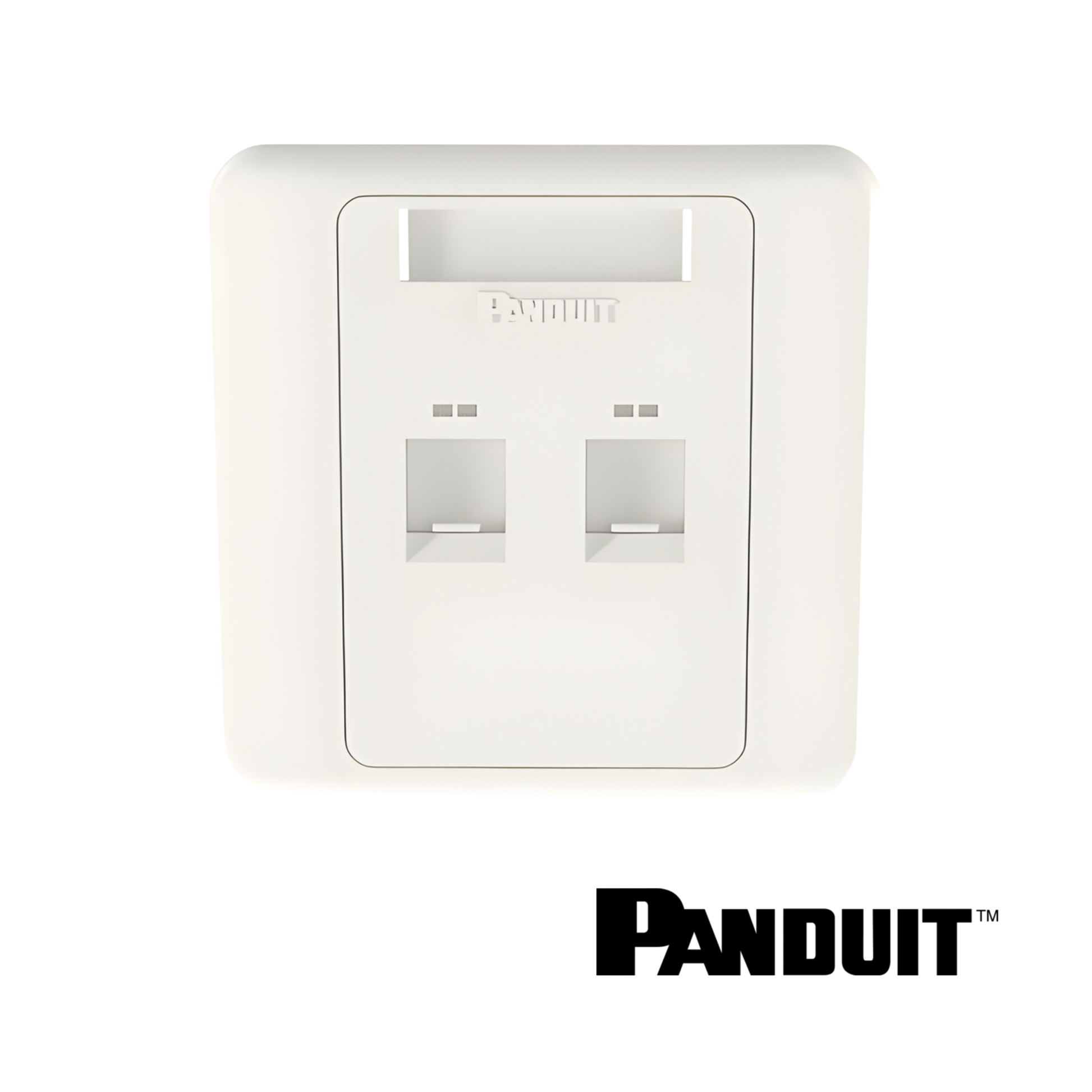 Image of PANDUIT NetKey 2-Port Shuttered Faceplate 86mm x 86mm | White (PT-NKFPLUKF2SAW)