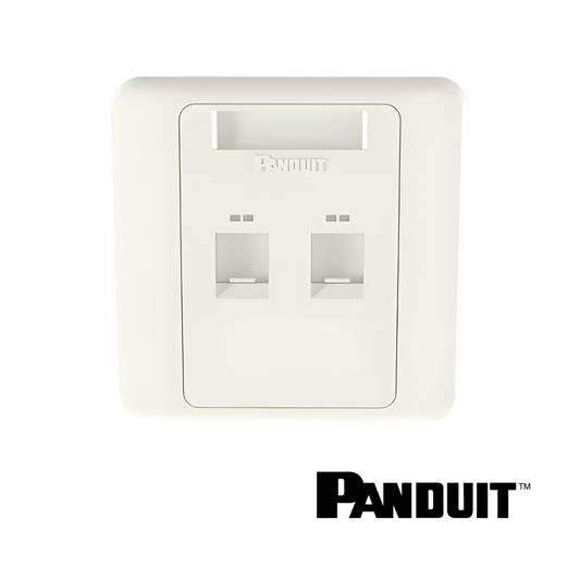 Image of PANDUIT NetKey 2-Port Shuttered Faceplate 86mm x 86mm | White (PT-NKFPLUKF2SAW)