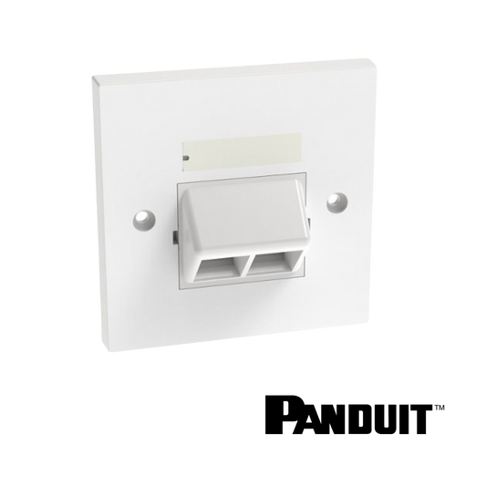 Image of PANDUIT NetKey 2-Port Sloped Faceplate 86mm x 86mm | White (PT-NKUKS2AW)