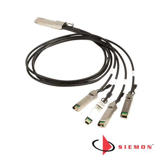 Siemon 4x25Gb/s DAC, QSFP28 High Speed Interconnect, Breakout Passive Direct Attach Copper Cable