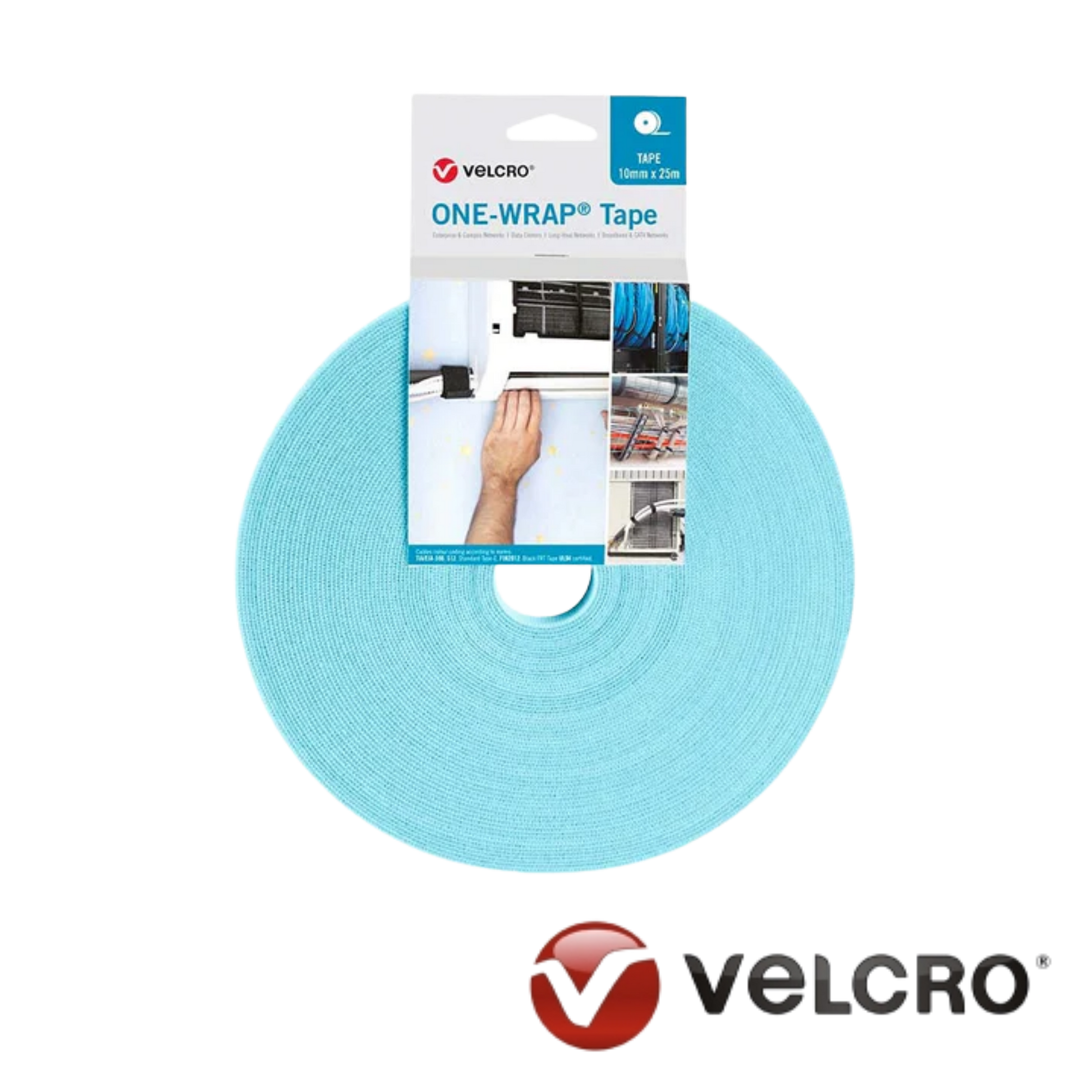 Image of Velcro Tape 10mm One Wrap 25m Roll Aqua (VOWT1025AQ)