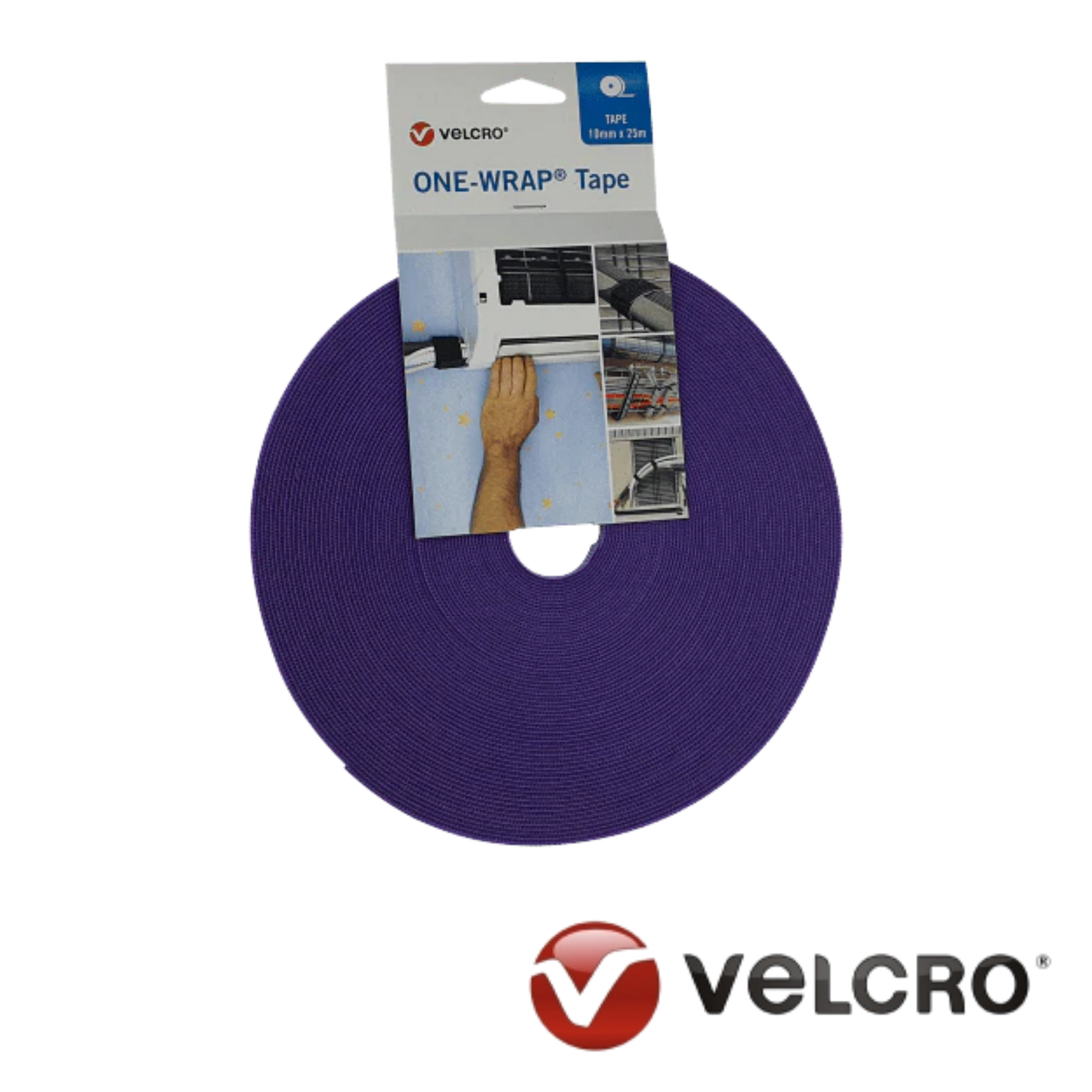 Image of Velcro Tape 10mm One Wrap 25m Roll Purple (VOWT1025PE)