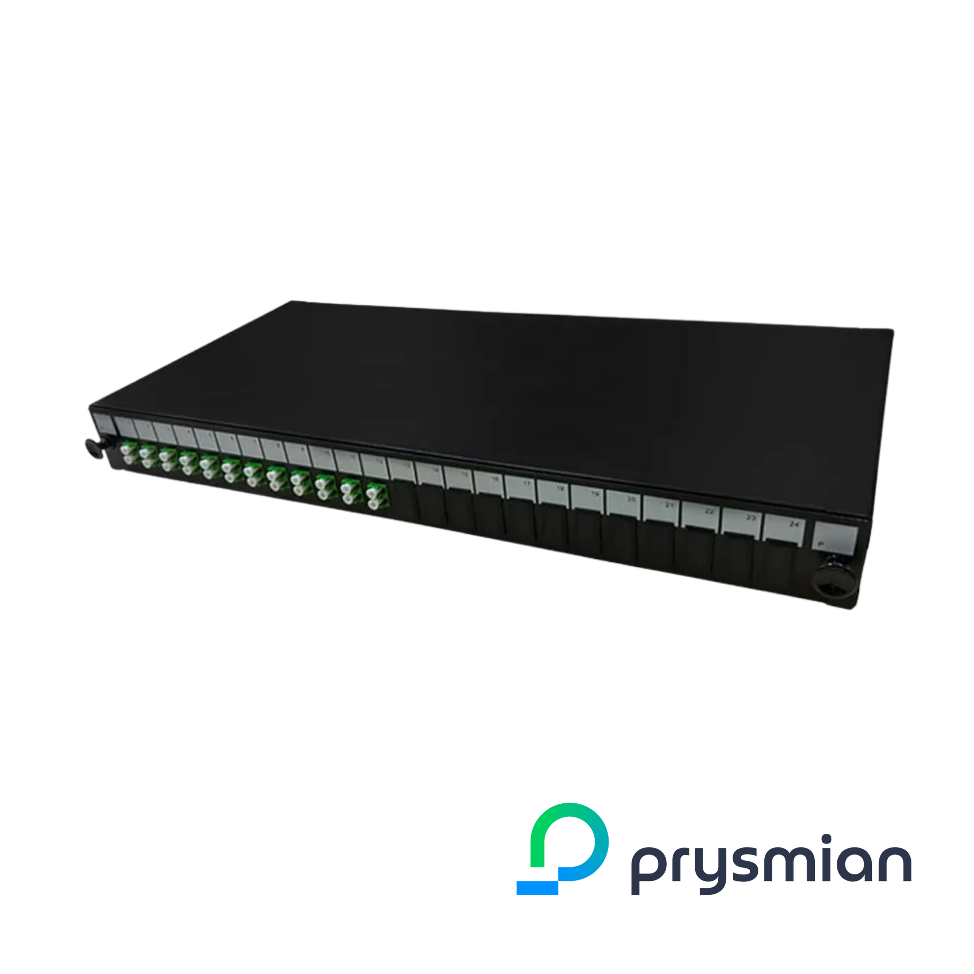 Image of PRYSMIAN Fibre LC Panel | Multi Mode | 24 Way | 1U | 12 x Duplex Beige Adaptors | 1 x 24F Splice Cassette (YPPBP03292)