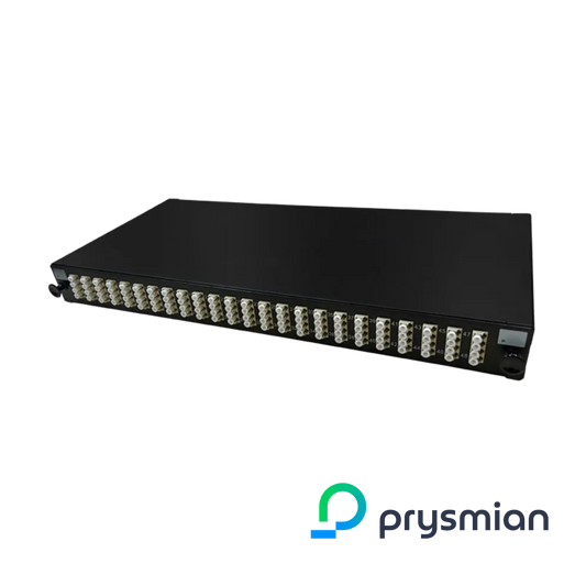 PRYSMIAN Fibre LC Panel | Multi Mode | 96 Way | 1U | 24 x Quad Beige Adaptors | 4 x 24F Splice Cassette